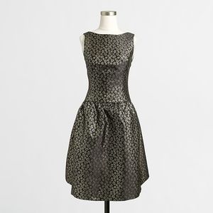J Crew Gold Floral Jacquard Dress